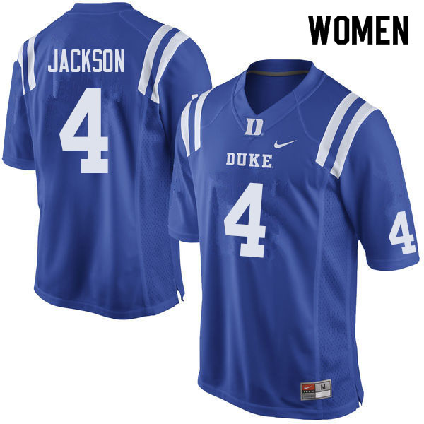 Women #4 Deon Jackson Duke Blue Devils College Football Jerseys Sale-Blue